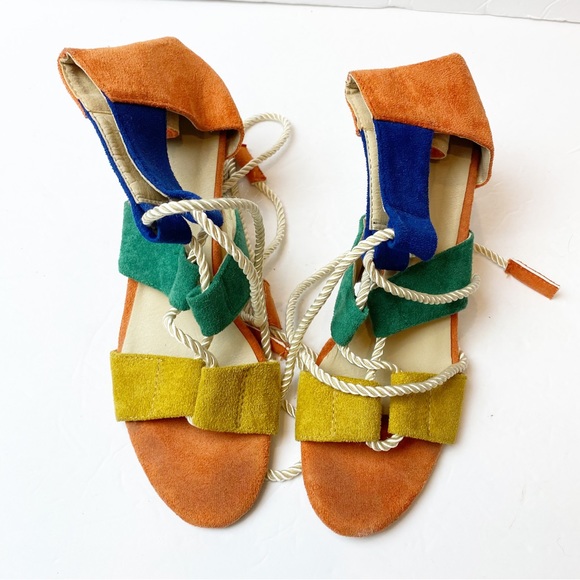 Fashion | Multi-Colored Rope Lace Up Round Heel Sandals in like new condition. - Picture 3 of 7